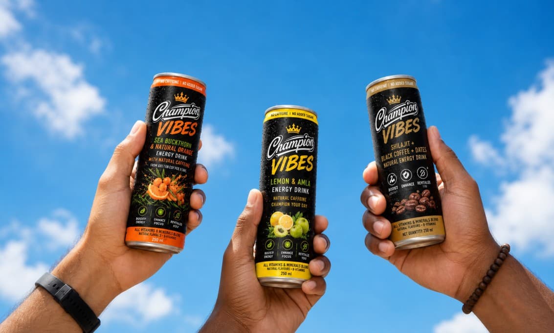 Friends raising all three Champion Vibes flavours together